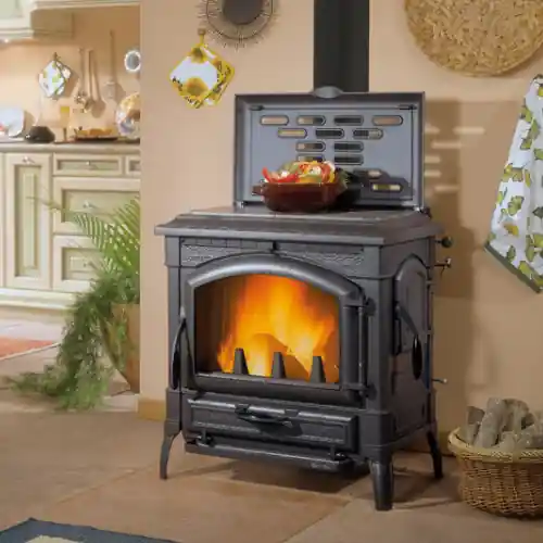 Direct Beschikbaar La Nordica Extraflame stufa cucina a legna Isotta Evo piastra con cerchi in ghisa 11,9 kW 258 m³