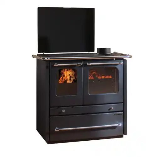 La Nordica Extraflame termocucina a legna Termosovrana Dsa 13,5 kW per 387 m³ in acciaio nero antracite Bestseller