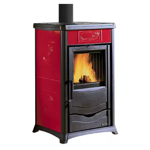 Beperkt Aanbod La Nordica Extraflame termostufa a legna Rossella Plus Evo Dsa maiolica bordeaux 12,8kW 366 m³ termo stufa