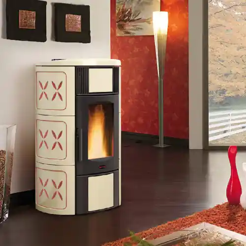 La Nordica Extraflame termostufa a pellet Iside Idro 2.0 in ceramica ametista 20 kw per 545 m³ termo stufa Favoriet