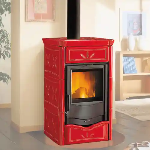 Hoge Kwaliteit La Nordica termostufa a legna Nicoletta EVO DSA bordeaux 16,7 kw per 390 m³ sistema DSA rivestimento esterno in maiolica