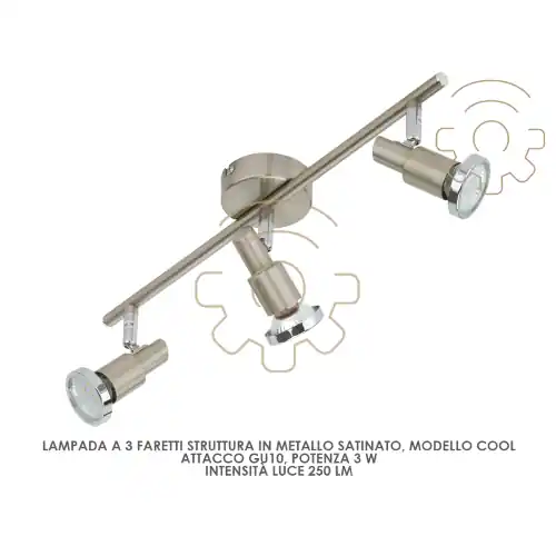 Betrouwbaar Lampada 3 faretti led Gu10 3W mod Cool struttura metallo satinato 250 lm