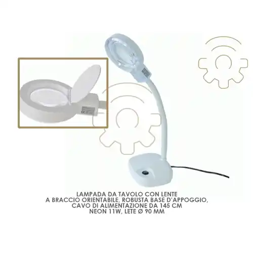 Lampada da tavolo con lente neon 11 W lente ø 90 mm cavo 145 cm Speciale Aanbieding