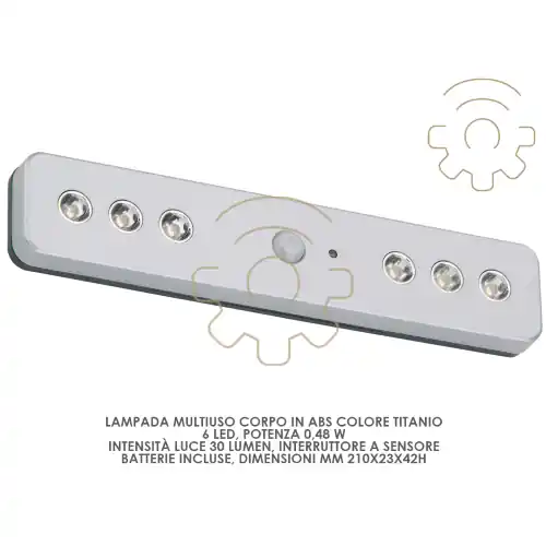 Lampada lampadina torcia multiuso 6 led batterie incluse 0,48 W 30 lm mm 210 x 23 x 42 h Meest Verkocht