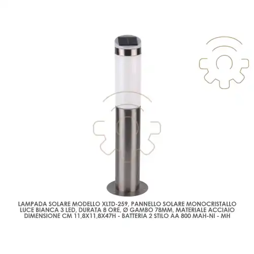 Snelle Levering Lampada lanterna con pannello solare xltd259 da giardino cm11,8x11,8x47h in acciaio per esterno