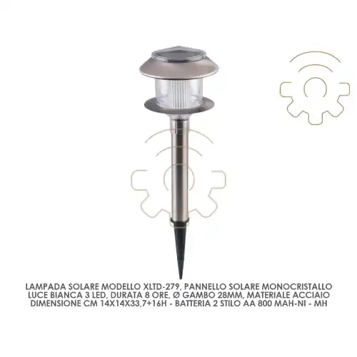 Goedkoop Lampada lanterna con pannello solare xltd279 da giardino cm14x14x33,7+16h acciaio per esterno