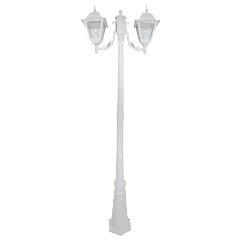 Betrouwbaar Lampione New York cm 200 h in alluminio bianco schermo in vetro due luci lampade da 60 W giardino esterno