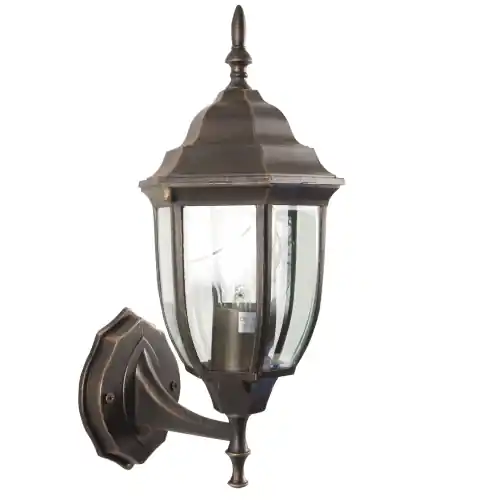 Koop Vandaag Lanterna Bombay con braccio in alluminio verniciato bronzo schermo protezione in vetro cm 16x19x38 lampade da 60 W per esterno