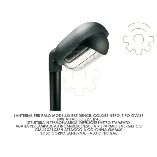 Lanterna lampione per palo Residence E27 60W attacco ø mm 60 esterno senza palo Bestseller
