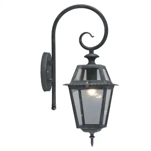 Alleen Vandaag Lanterna Milano con braccio cm 20x20x50 in alluminio grigio ghisa lampade da 100 W schermo protezione in vetro da esterno
