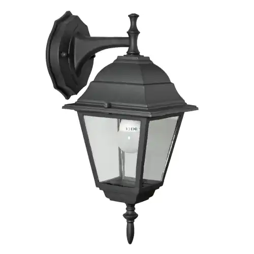 Lanterna New York Baby con braccio in alluminio nero schermo protezione in vetro 15x15x35 cm per lampade 60 W per esterno Snelle Levering