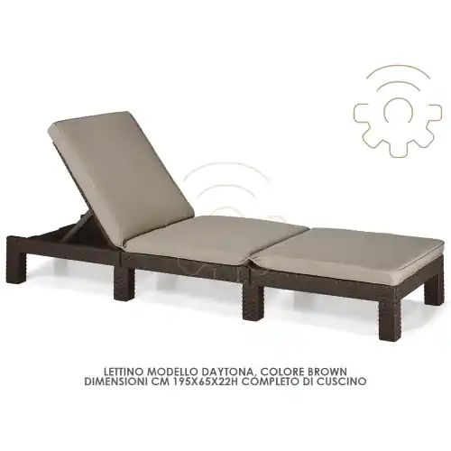 Must-Have Lettino sdraio prendisole Daytona resina antiurto Brown cm 195x65x22h giardino piscina