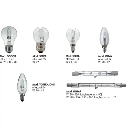 Leuci lampada lampadina alogena mod halo sfera attacco grande E27 42W Lage Kosten