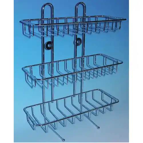 Mensola scaffale con 3 ripiani griglia cromata portaoggetti porta sapone pettine spazzola scaffale porta oggetti cromato Seizoensaanbieding