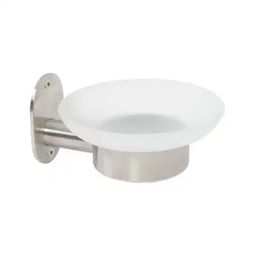 Metaform Blizz Porta sapone a parete in acciaio inox AISI 304 spazzolato e vetro satinato 11xh6,5x12,5 cm accessori per il bagno porta saponetta Beperkte Voorraad