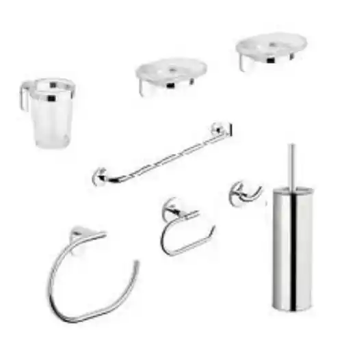 Metaform set kit da bagno serie 8 pezzi ottone cromato e vetro accessori wc Exclusieve Aanbieding