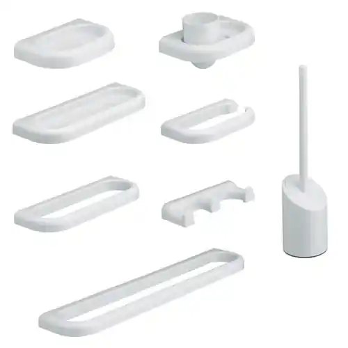 Metaform set kit da bagno serie 9 pezzi abs antigraffio bianco accessori wc Flitsaanbieding
