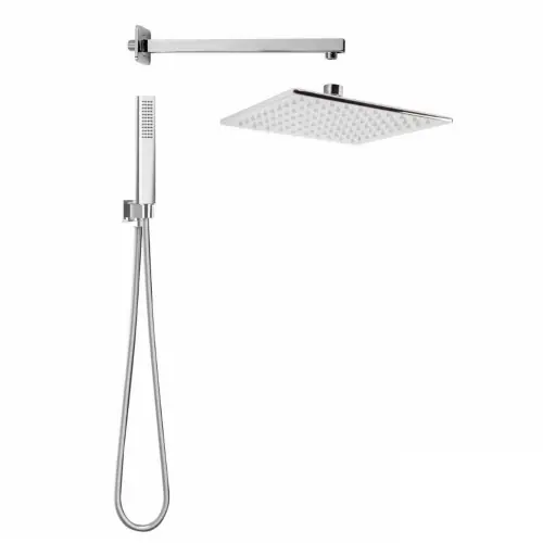 Metaform Seven Kit soffione doccia quadrato in ottone e acciaio inox Aisi 304 cromo con braccio doccia doccetta e presa d‘acqua Lage Prijs