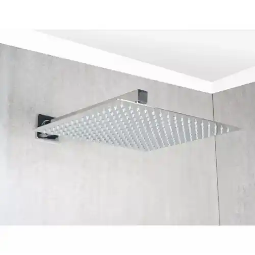 Metaform Smart soffione monogetto anticalcare quadro 30x30 cm in acciaio inox con ugelli in silicone morbido e raccordo snodabile da 1/2‘ Must-Have