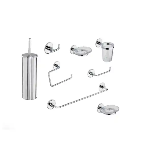 Metaform Wind set da bagno 8 pezzi in acciaio cromato fissaggio con biadesivo o viti accessori per il bagno Aanbieding