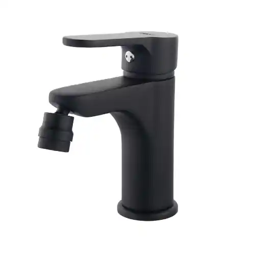 Miscelatore monocomando bidet serie Paco nero opaco con cartuccia Ø 35 mm e 2 tubi flessibili per alimentazione di cm 35 - G1/2" Koop Online