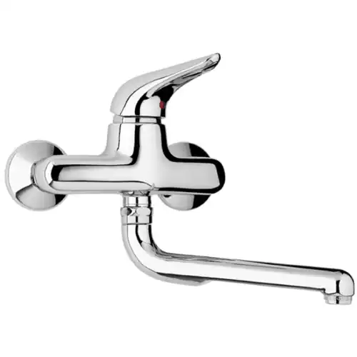 Miscelatore monocomando cromato per lavello a parete con canna girevole Finale Uitverkoop