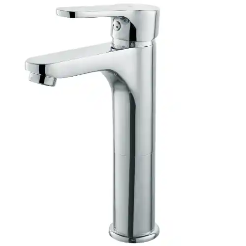 Miscelatore monocomando lavabo alto 17 cm serie Paco in ottone cromato completo di piletta salterello da 1"1/4 rubinetteria lavandino Op = Op