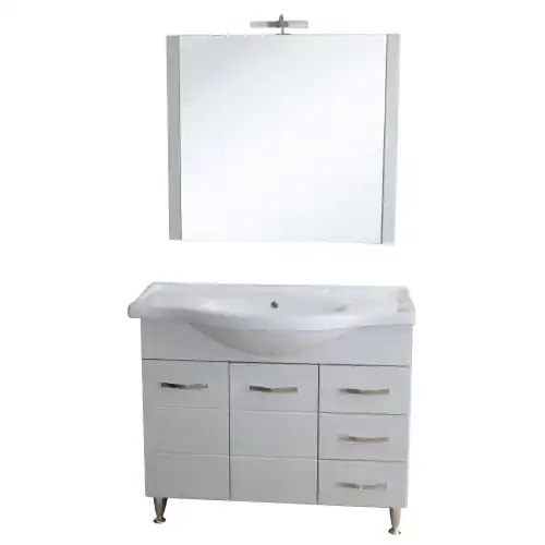 Mobile bagno Antonella bianco lavabo ceramica base cm100x35x87h specchio 90x80cm Must-Have