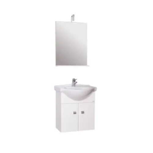 mobile bagno sospeso con lavabo cm 58x47x64 h bianco con specchio Dagaanbieding