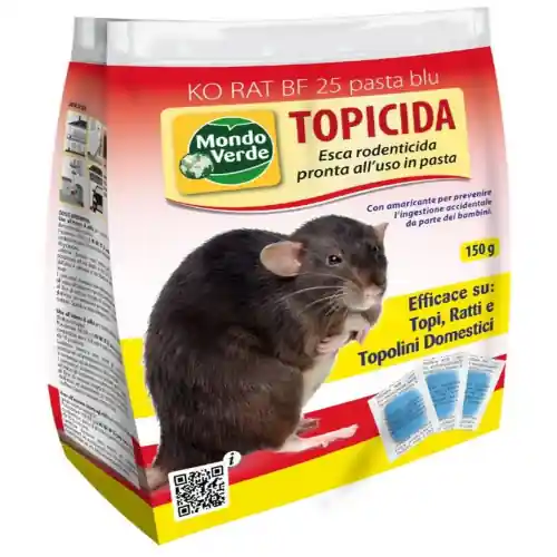 Seizoensaanbieding Mondo Verde esca rodenticida 150gr pronta all‘uso in pasta blu per ratti topi e topolini domestici