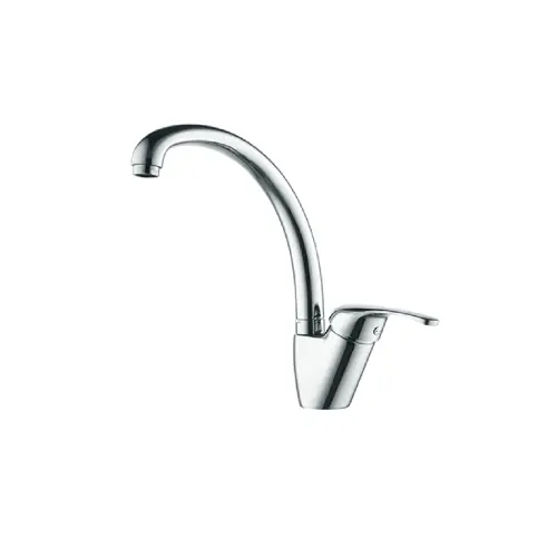 Weekendaanbieding Monocomando lavello monoforo a canna alta girevole Mod. Livorno corpo in ottone cromato con cartuccia Ø 40 mm rubinetto cucina (Cromo)
