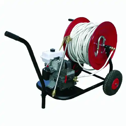 Motopompa irroratrice 2 hp con carrello avvolgitubo lancia e tubo da 100 metri Laatste Versie