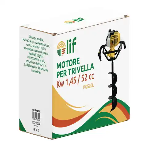 Motore per trivella PG520L 2 tempi Kw 1,45 52 cc avviamento manuale mono cilindro 8000 g/min solo corpo macchina Shop Nu