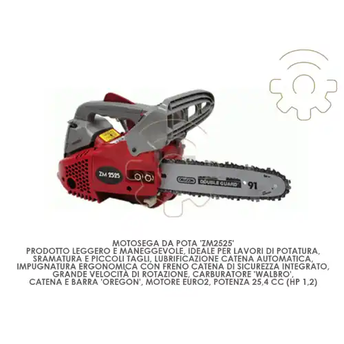 Motosega da pota Zm2525 hp 1,2 cc25 lama 25 cm catena barra Oregon Must-Have
