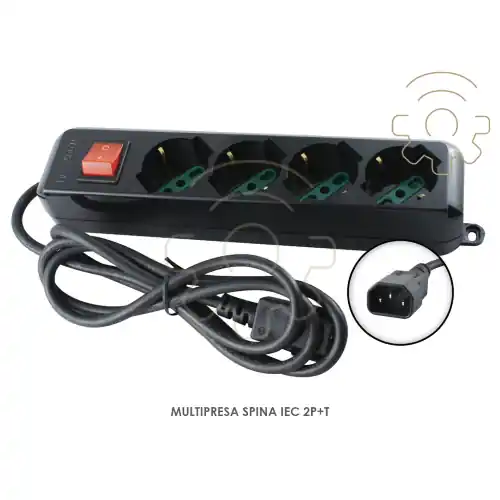 Multipresa 4 prese schuko/bipasso2P+ T sezione cavo 3x1mm1 con interruttore luminoso spina IEC 2P+T Bestel Nu
