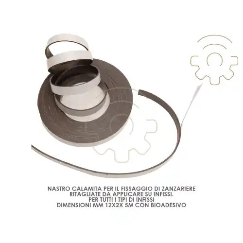 Nastro calamita con bioadesivo mm 12 x 2 lunghezza 5 mt per zanzariere tutti tipi infissi Korting