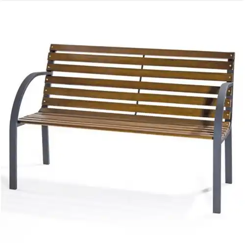 Exclusieve Aanbieding New York panchina in metallo verniciato e doghe in legno colore naturale 122x60x80 cm panca per giardini, parchi e spazi verdi