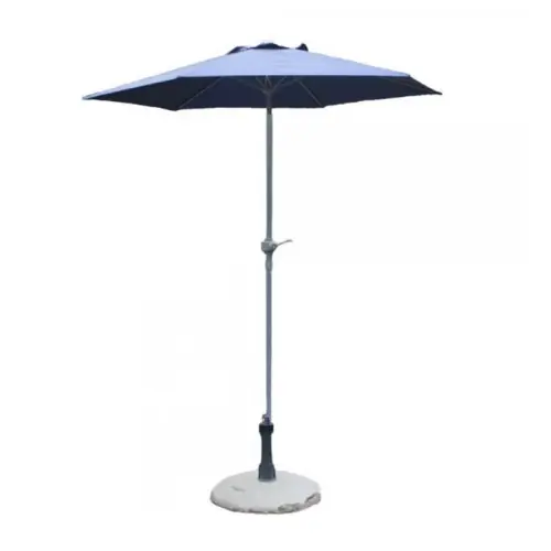 Ombrellone con testa snodabile struttura in metallo blu ø 230 cm apertura e chiusura a manovella da giardino esterno Veilige Betaling
