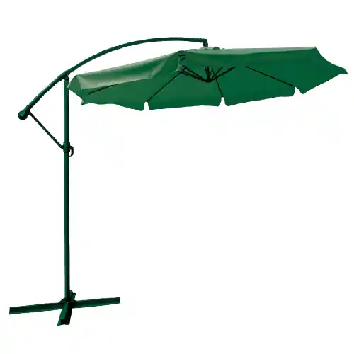 Ombrellone decentrato Flyn a manovella in acciaio con top in poliestere verde ø 300 cm da giardino esterno Korting