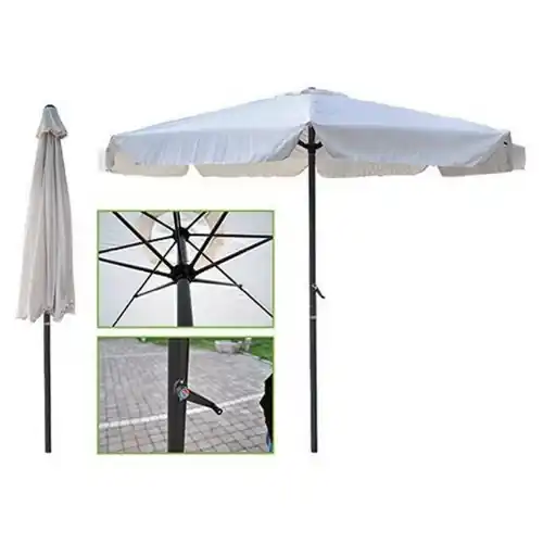 Gecertificeerd Ombrellone parasole tondo ø 3 mt con arganello laterale per una facile apertura/chiusura da giardino