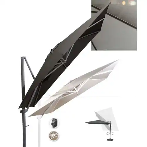 Hete Deal ombrellone Platinum a braccio retrattile 3x3 mt tortora giardino esterno