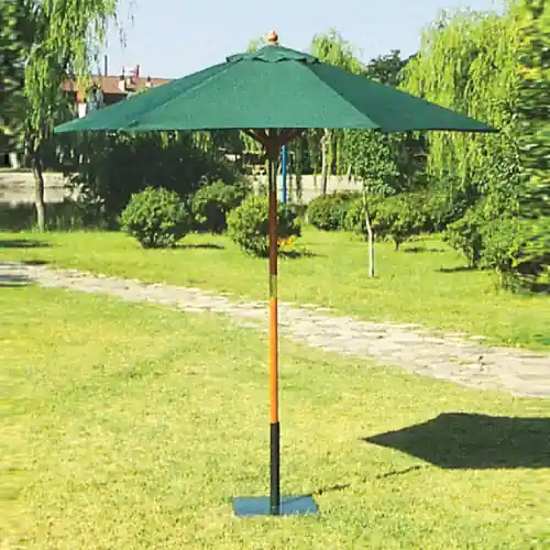 Bestel Nu Ombrellone tondo struttura in legno e top verde in poliestere Ø 250 cm da giardino esterno