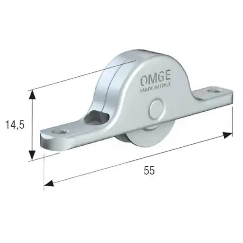 Omge art 1333 confezione 4 pz carrelli in acciaio con ruota Ø 18 mm in nylon su sfere per ante scorrevoli Op = Op