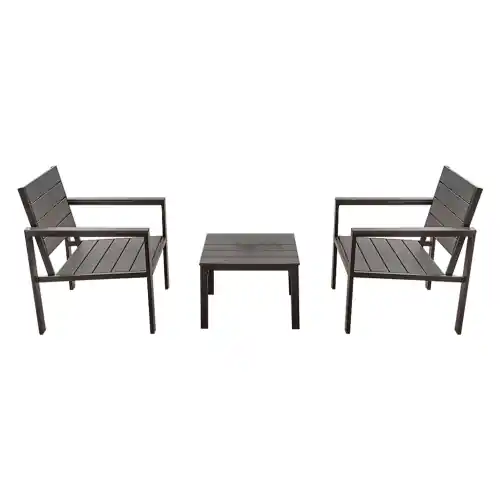 Orosei set da giardino con due sedie e un tavolo in metallo verniciato e composito di resine termoplastificate nero da esterno Laatste Kans