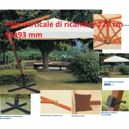 Tijdelijk Beschikbaar Palo verticale di ricambio in legno cm 220 9x9 cm per ombrellone decentrato Maxima 3x4 mt