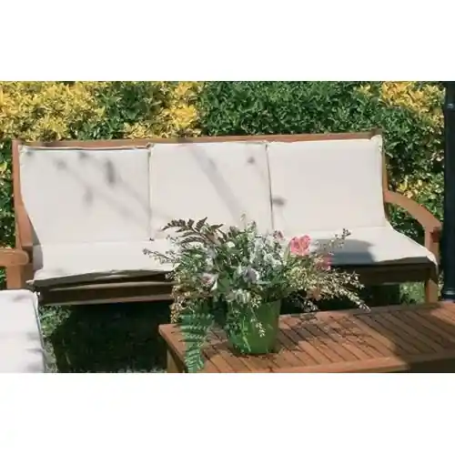 Speciale Aanbieding Panca Serata tre posti in legno con finitura ad olio fornita senza cuscini 158x56x88 cm panchina da giardino esterno