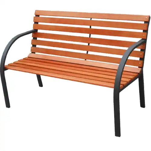 Direct Verzonden Panchina Viale struttura in acciaio e legno 122x65x79 cm 12 doghe panca da esterno giardino
