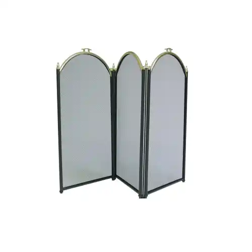 Gereduceerde Prijs Parascintille in in tubolare di metallo effetto ottone a 3 ante cm 98x60h protezione per caminetto camino stufa