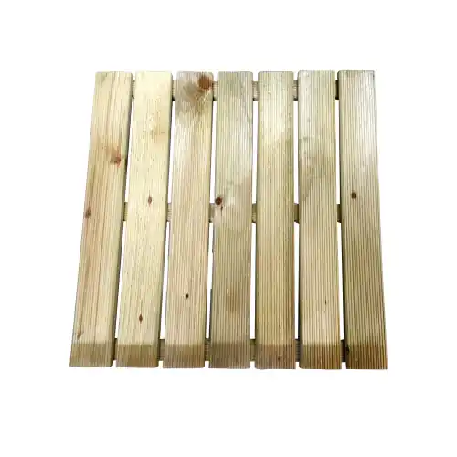 Dagaanbieding Pedana zigrinata antiscivolo in legno di pino impregnato 50x50x3,2 cm per passatoie da esterno giardini piscine spiaggie