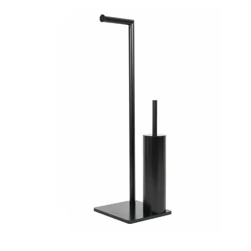 Merkproduct Piantana WC Mod. Zero Metaform nera con portascopino fisso cm 20 x h. 56 x 20 in acciaio vetro temperato e ABS